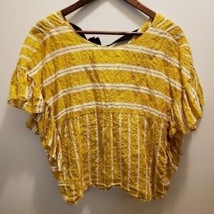 Pixie Market Lagenlook Mustard Yellow Striped Top